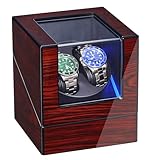 ANWBROAD Automatische Uhrenbeweger Box 2 uhren 4 Drehmodis Uhrenbeweger LED-Beleuchtung & mit leisem Mabuchi Motor luxuriöser Watch Winder für Automatikuhren Mechanischen Uhrrotor Uhrenspinner JWW001Y