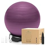 ENOVI EasyBalance Gymnastikball, Pezziball, Sitzball mit Sockel und Pumpe, 65cm, Amethyst Lila
