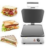BDJSN 2150 W Kommerzieller Sandwichmaker, Tragbarer Panini-Backautomat Aus Edelstahl Mit Temperaturregelung, Antihaftbeschichtung, Für Restaurants, Snackbars, Imbisswagen, Cafeterias