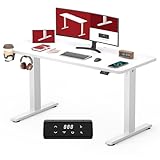 SANODESK Höhenverstellbarer Schreibtisch KOMPLETTE TISCHPLATTE Schreibtisch Höhenverstellbar Elektrisch Ergonomischer Steh-Sitz Tisch Computertisch für Heimbüro Homeoffice 110 x 60 cm(weiß)