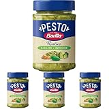 Barilla Pesto Rustico Basilico & Zucchine 1 x 200g | Glutenfreie Italienische Pasta-Sauce mit Basilikum und Zucchini, vegane/vegetarische Nudel-Soße, grünes Pesto (Packung mit 4)