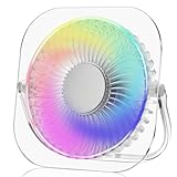 Donlala USB-Tischventilator, 3 Geschwindigkeiten, tragbarer Computerventilator mit RGB-Beleuchtung, leistungsstarker Mini-Laptop-Tischventilator für Spielzimmer, Zuhause, Büro und Schlafzimmer