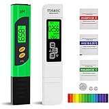 Uwelliky PH Messgerät + TDS Messgerät Set, 4 in 1 Pool Thermometer Wasser Tester mit Hintergrundbeleuchtung, Digital EC Temperatur Tester für Trinkwasser, Schwimmbad, Aquarium, Labor