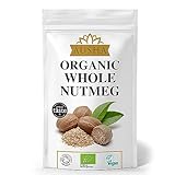 Ausha Bio Muskatnuss 100g l Kochen, Backen l Immunität l Einschlafhilfe l Aroma l Zertifiziert Bio von Soil Association l Labor auf Pestizide getestet