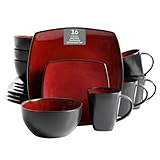 Gibson Soho Lounge 61220.16RM Soho Lounge Reactive Glaze Steingut Essgeschirr-Set, Steinzeug, Red