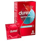 [NEU] Durex Gefühlsecht Slim Kondome – Dünne Kondome mit schmaler Passform & mit Silikongleitgel befeuchtet – 8er Pack (1 x 8 Stück)
