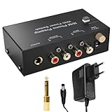 Phono Vorverstärker Plattenspieler - Phono Preamp für Plattenspieler mit MM-Abtast-Systemen, RCA Input & Output, Verstärker Stereo mit Pegel, Schwarz