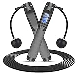 flintronic Springseil mit Zähler，Springseil Erwachsene Fitness, Speed Rope，Verstellbare Skipping Rope Jump Rope mit Anti-Rutsch Griffe für Intervalltraining Training HIIT