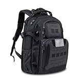 CtopxCone Kleiner taktischer Laptop-Rucksack für Herren, 25 l, für Camping, Wandern, Trekking, Tagesrucksack mit Wassertasche, Insektenschutz, Lage MOLLE Day Assault Pack, 25 l schwarzer