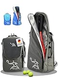 BALLO® Tennisrucksack Tennistasche [NEUHEIT] Schlägertasche Rucksack Tasche Tennis Badminton | Damen Herren mit Schuhfach & geschlossenem Schläger Fach Farbe Grau