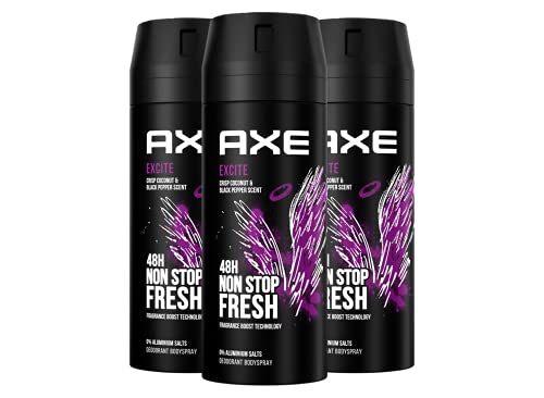 Axe Bodyspray Excite Deo ohne Aluminium bekämpft geruchsbildende Bakterien und unangenehme Gerüche 3 x 150ml