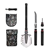 Dönges Multifunktionaler Klappspaten inkl. 3 Längen | Kombi Schaufel aus rostfreien Edelstahl | Schwarze Klappschaufel für Survival, Wandern, Camping | Survival Ausrüstung mit Camouflage Tragetasche