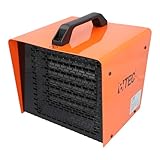 BTEC Heizlüfter 3000 Watt - Elektroheizer - Keramik Heizelemente - 2 Heizstufen - Frostwächter - Perfekt für Baustelle, Werkstatt, Garage - Heizstrahler - 3kW Heizer