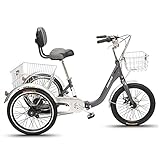 Dreirad-Fahrrad, Outdoor-Dreirad für Erwachsene, zusammenklappbar, 3-Rad-Dreiräder für Erwachsene, Cruiser-Fahrrad, 7-Gang-Fahrrad für Freizeit, Einkaufen, Training, Herren- und Damenfahrrad mit gr