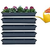 Hossi's Wholesale Blumenkasten mit Wasserspeicher 100cm, 4 Stück, Balkon Pflanzenkasten in Anthrazit mit Untersetzer