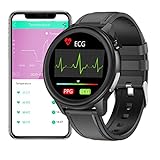DigiKuber Smartwatch EKG für Herren Damen, 1,3 Zoll Runde Sportuhr, IP68 Wasserdichter Fitnessuhr mit Pulsmesser/SpO2/Schlafmonitor/Schrittzähler/PPG/HR/Blutdruck Armbanduhr für Android iOS