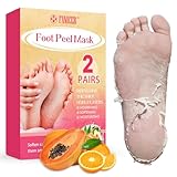 2 Paar Fußmaske, Fussmaske Socken, Hornhaut Socken, Foot Peel Mask, Natürlich Sanft Fußpflege, Feuchtigkeitsspendende Peeling-Fußmaske für Männer und Frauen, Repariert Raue Fersen (Orange + Papaya)