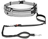 pecute Joggingleine Hunde mit Bauchgurt, Laufgürtel Hundeleine für Große und Mittelgroße Hundes, Leine Hund mit Gürteltasche, Elastische Laufleine, Dog Leash für Laufen, Joggen