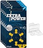 30x Extra Power Gr. 10 - Blister Hörgerätebatterien PR70 Gelb 24610 + Aufbewahrungsbox