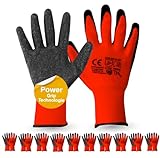 toolmate® 10x Paar EN388 rot Arbeitshandschuhe - Größe 9 L - Extra Power Grip - Handschuhe & Gartenhandschuhe für Herren & Damen - Work Gloves für Montage & Mechaniker - Sicherheitshandschuhe