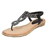 Plateauschuhe Damen Sandalen Sandalen Damenschuhe Strass Slope Heel Hohl Einfarbig Flachboden Offene Spitze Große Damen Keilabsatz Plateau Women'S Sandals (Black 41)