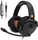 NUBWO Gaming-Headset PS4 Xbox One Stereo-Kopfhörer mit Geräuschunterdrückung und Kabelsteuerung für PS4/Xbox One/PC Orrange