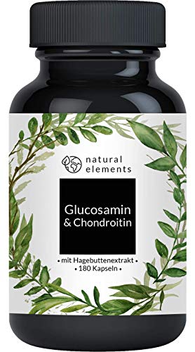 Glucosamin & Chondroitin hochdosiert - 180 Kapseln mit natürlichem Vitamin C - Trägt zu einer normalen Kollagenbildung bei* - Laborgeprüft und in Deutschland produziert