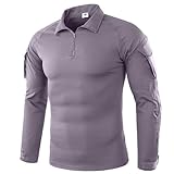 Mymyguoe Combat Shirt Herren Langarm Sweatshirts Mit 1/4 Reißverschluss Taktische Hemd Tactical Shirts Militär Tarnung Jacke Jagd Camping Paintball Trainingsshirts Airsoft Army Uniform