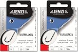 Set: 2 Packungen JENZI gebundene Wurmhaken Angelhaken Carbon/Titan (20 Stück), 50cm Hakengröße 1, 2 4, 6, 8, 10, 12 & 14 je nach Auswahl + gratis Petri Heill! Aufkleber (Hakengröße 4)