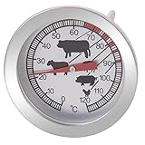 wenco premium Analoges Bratenthermometer, 11 cm, Ideal zur Kontrolle des Fleisches beim Garen im Ofen, Glas/Rostfreier Edelstahl, Silber