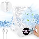 VFANDV USB Ventilator, 180° Klappbarer Tischventilator Wiederaufladbarer Tragbarer Ventilator Einstellbare Windgeschwindigkeit 0-100, LED Display Table Fan Mini Ventilator für Büro Zuhause Outdoor