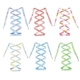 Xinjoduz 6 Paar Breite Flach Schnürsenkel 120cm×1cm Bunte Schnürsenkel Reißfest Ersatz Schuhbänder Breite für Herren Damen Kinder Laufschuhe Sporschuhe Turnschuhe Freizeitschuhe