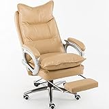 Chefsessel, Ergonomischer Computerstuhl Mit Verstellbarer Hoher Rückenlehne Und Ergonomischer Lordosenstütze, Hohe Rückenlehne, Ergonomisch Für Lordosenstütze, Drehbar, Kunstleder, Beige 1YZbgON25918)