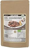 Geröstete Bio Kakaobohnen - Fair Trade, Cadmium geprüft, 200g frische Bio-Röstung - Verführerischer Edelmond AAA Edelkakao