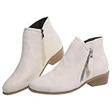 Chelsea Boots Damen Mit Absatz - Ankle Boots Damen Sommer Elegant Blockabsatz Wildlederstiefel Rutschfest Kurzstiefel Vintage Niederung Stiefel Reitstiefel Bequem Westernstiefel Übergangsstiefel