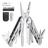 Farerkass Multitool Werkzeug, 14-in-1 Multifunktionszange Faltbares, Edelstahl mit Messer Lineal Säge, Multifunktionale Zange, Multi Tool Ideal für Outdoor Wandern Camping, mit Tragtasche Schwarz