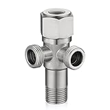 1 Stück Eckventil 1/2 Zoll, Universal Eckventil mit 2 Abgängen Wasseranschluss Eckventile Wasserventil Edelstahl Doppelventil für Wandgewinde 1/2