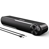 Jeecoo A30 PC Lautsprecher, Computer Lautsprecher für Pc, USB Powere PC Soundbar Schwarz, Lautsprecher Boxen für Pc, Laptop,Monitor,Ipad,Tablets,Smartphone (USB+3.5mm)