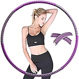 LEYF Hula Hoop Reifen Erwachsene - Edelstahlkern mit hohe Qualität Schaumstoff - Kann für Fitness, Gewichtsverlust und Massage verwendet Werden / 6-teiliger Abnehmbarer Hula Hoop - Lila-Grau (1.2 kg)