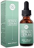 Retinol Serum Hochdosiert BIO 60ml mit Vitamin C & Vegan Hyaluronsäure - Bioniva Retinol Serum gegen falten und augenringe - Microneedling Anti-Aging Lift Serum, Für Gesicht, und Dekolleté
