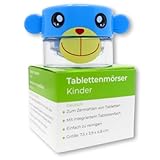 LisaCare Kinder Mörser Tabletten - 5 x 4cm Tablettenmörser zum drehen mit Motiv - Tabletten Mörserer mit Pill Box im Deckel - Immer & überall - Alltagshelfer (Affe-Motiv)