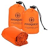 PINUQUEST Notfall Biwaksack 2er-Set in Orange (213 × 91 cm) - Notbiwak ist Ultraleicht, wasserdicht sowie Wind-, hitze- und kälteabweisend - Notfallschlafsack ideal für Outdoor, Survival, Camping