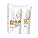 Rice Raw Pulp Sonnencreme LSF 50, Sunscreen SPF 50, Anti Aging Sonnenschutzlotion für Gesicht und Körper, Feuchtigkeitsspendende Leicht Textur Sonnenschutz für Trockene Empfindliche Haut (2 x 40g)