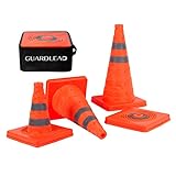 GUARDLEAD Warnleitkegel Pylon, 4 Stück, Faltbare, Mehrzweck-Pop-Up-Reflektierend Straßenparkplatz, Orange Sicherheitkegel (4, 45cm)
