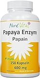 NEU! Papaya Enzym - HOCHDOSIERT! - 150 Kapseln - 1800 mg Papain pro Tagesdosis – 6 mio. Units/g Enzymaktivität - Vegan - natürliches Enzym aus Papaya-Extrakt - deutsche Produktion