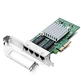 Gigabit 4 Port NIC with Intel I350 Chip, 1Gb Netzwerkkarte Compare to Intel I350-T4 NIC, Quad RJ45 Ports, PCI Express 2.1 X4, Ethernet Card with Low Profile for Windows/Windows Server/Linux