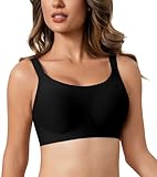 Lemorosy Damen Nahtloser BH Glatt Komfort Vollschalen Gepolstert Ohne Bügel Bustier Weicher BH Bequemer T-Shirt Soft BH Bra Bralette(Schwarz,3XL)