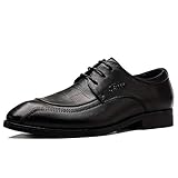 Kleiderschuhe für Männer Schnüren runde Zehenschuhe Kuhläire Nicht -Slip Low Top Block Heel Gummi Sole Classic