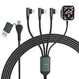 4 in 2 USB C Multi Ladekabel für Apple Watch - 100W USB A/C Multi Apple Watch Ladekabel 90 Grad mit Lightning/USB-C/Micro USB Reise Kabel für iWatch Series/Ultra/SE/iPhone15/14/Galaxy S23, 10Ft