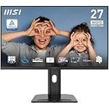 MSI PRO MP273QPDE E2 27 Zoll WQHD Büromonitor - 2560 x 1440 IPS Panel, 100Hz, augenfreundlich, eingebaute Lautsprecher, ergonomisch Einstellbarer Standfuß - HDMI 2.0b (WQHD@100Hz), DP 1.2a